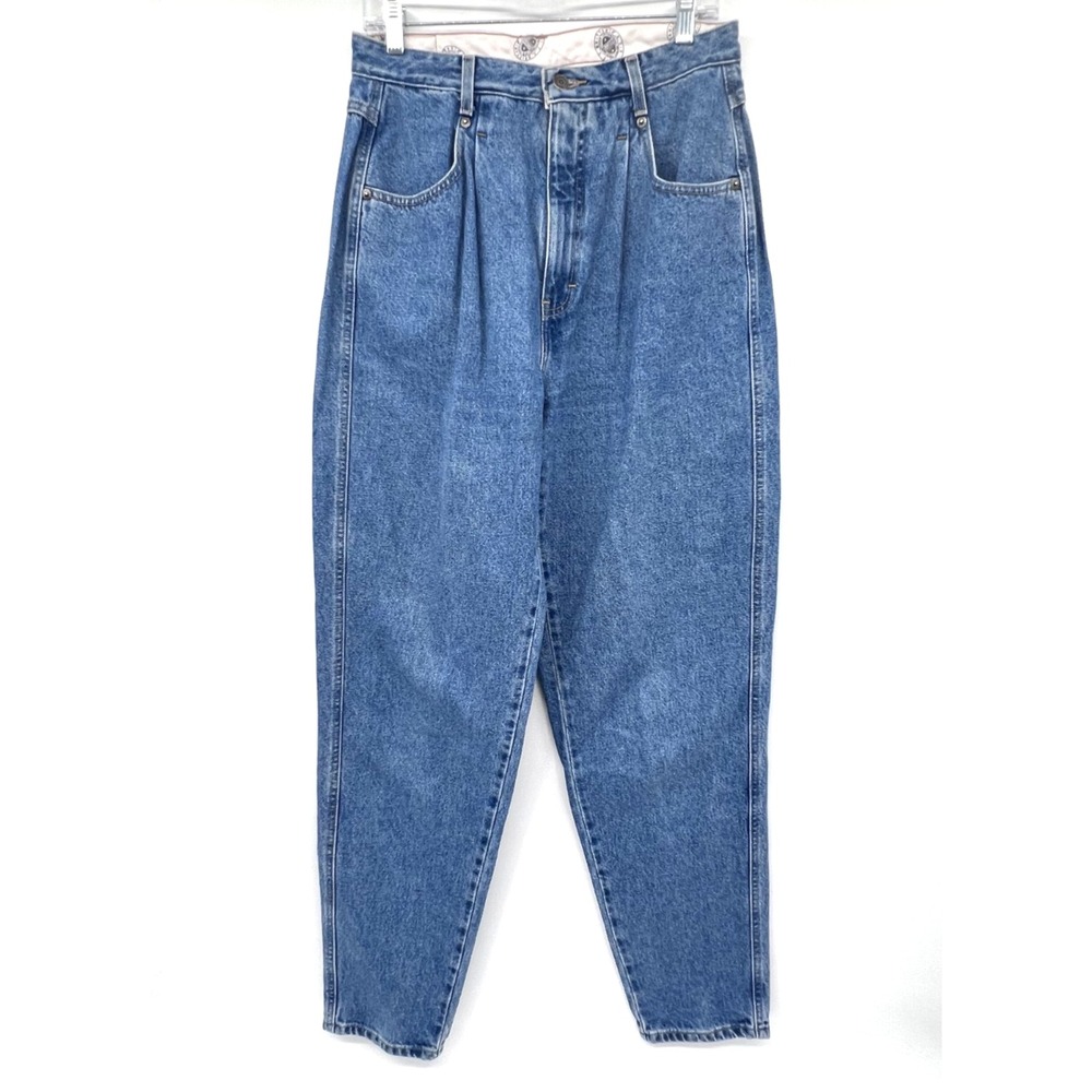 BRITTANIA Women's 12 x 33 Vintage Baggy Fit Tall Pleated Tapered High-Rise Jeans